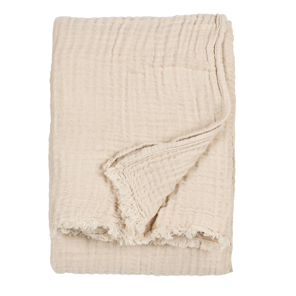 Lark Muslin Cotton Throw - Natural, 130 × 180cm