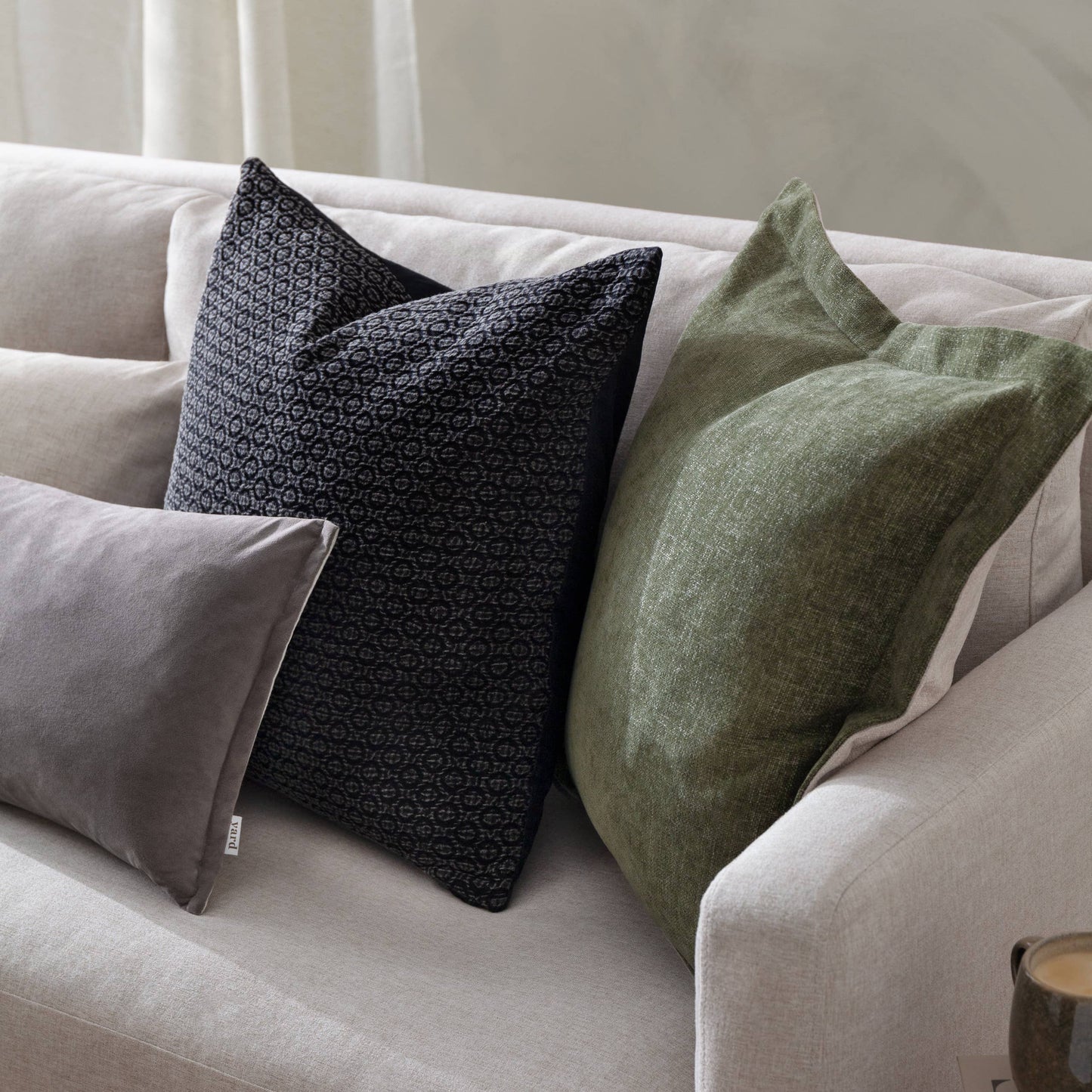 Merton Rectangular Velvet Cushion - Taupe, Feather Filled, 30 × 50cm
