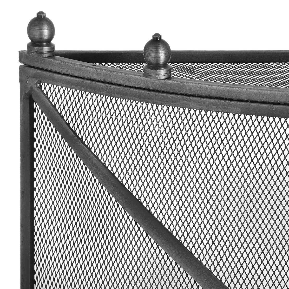 Antique Pewter-Effect Mesh Fireguard