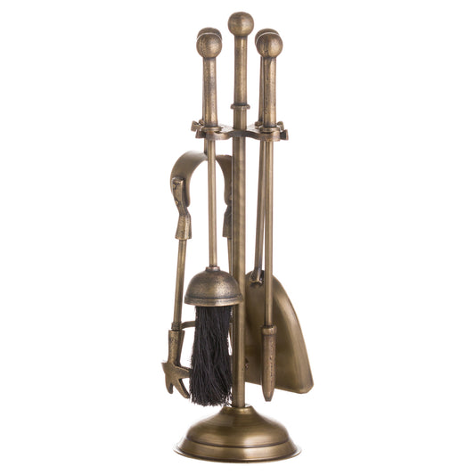 Ball Topped Companion Set In Antique Brass - PLAINLY DOES IT