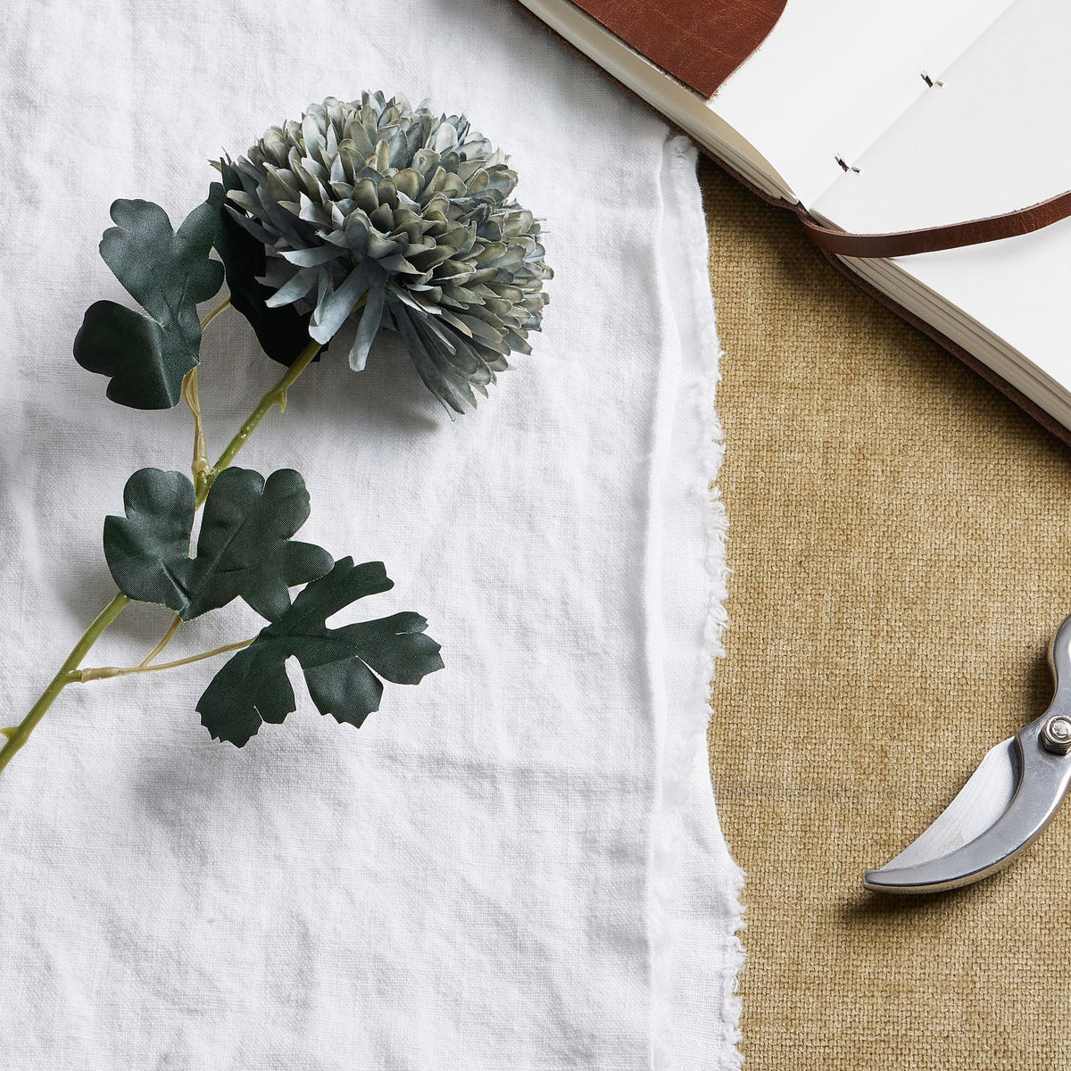 Pale Green Blue Faux Chrysanthemum Stem