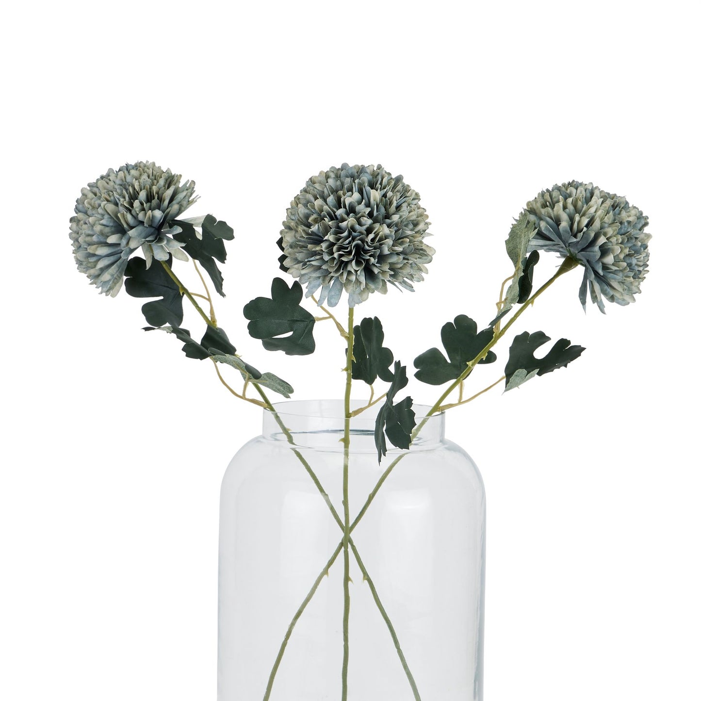 Pale Green Blue Faux Chrysanthemum Stem