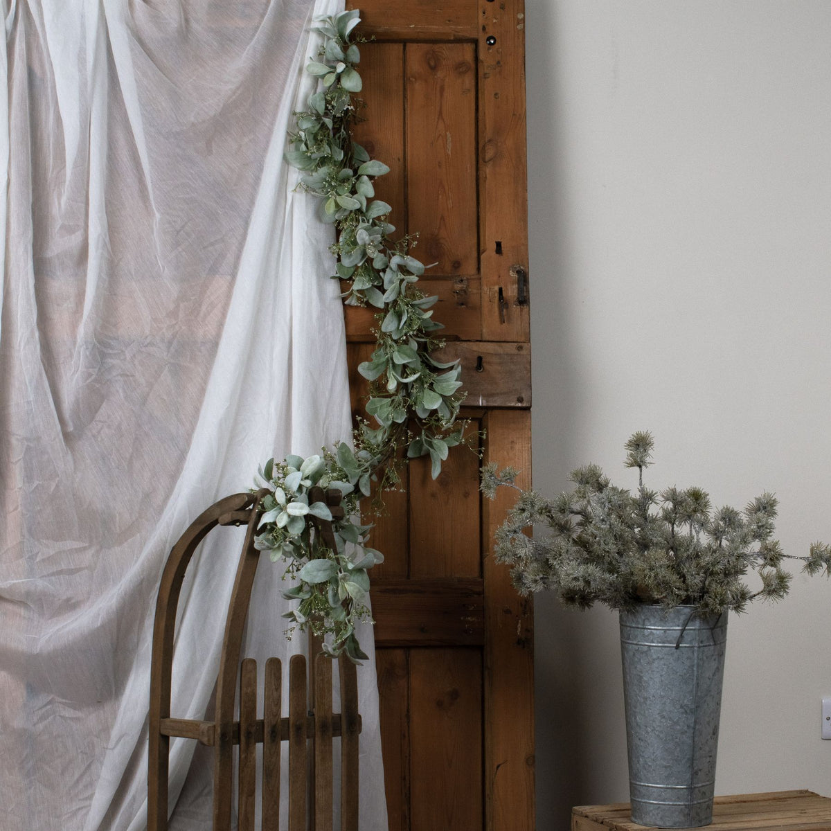 Winter Garland With Lambs Ear And Wax Flower - PLAINLY DOES IT