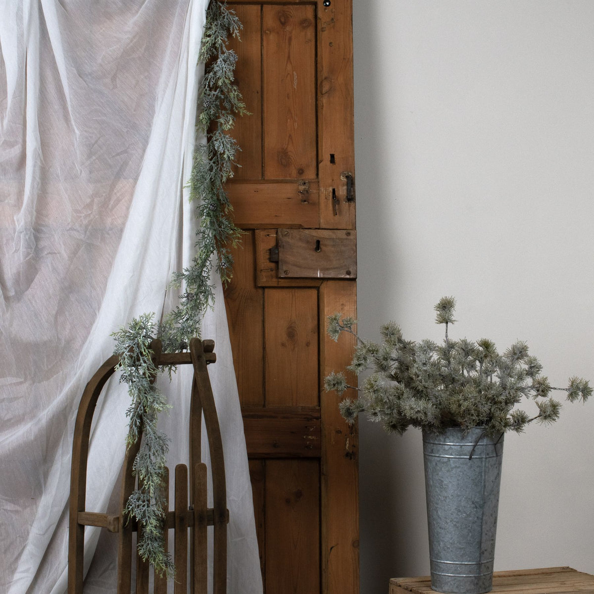 Frosted Pine Garland With Pinecones - PLAINLY DOES IT