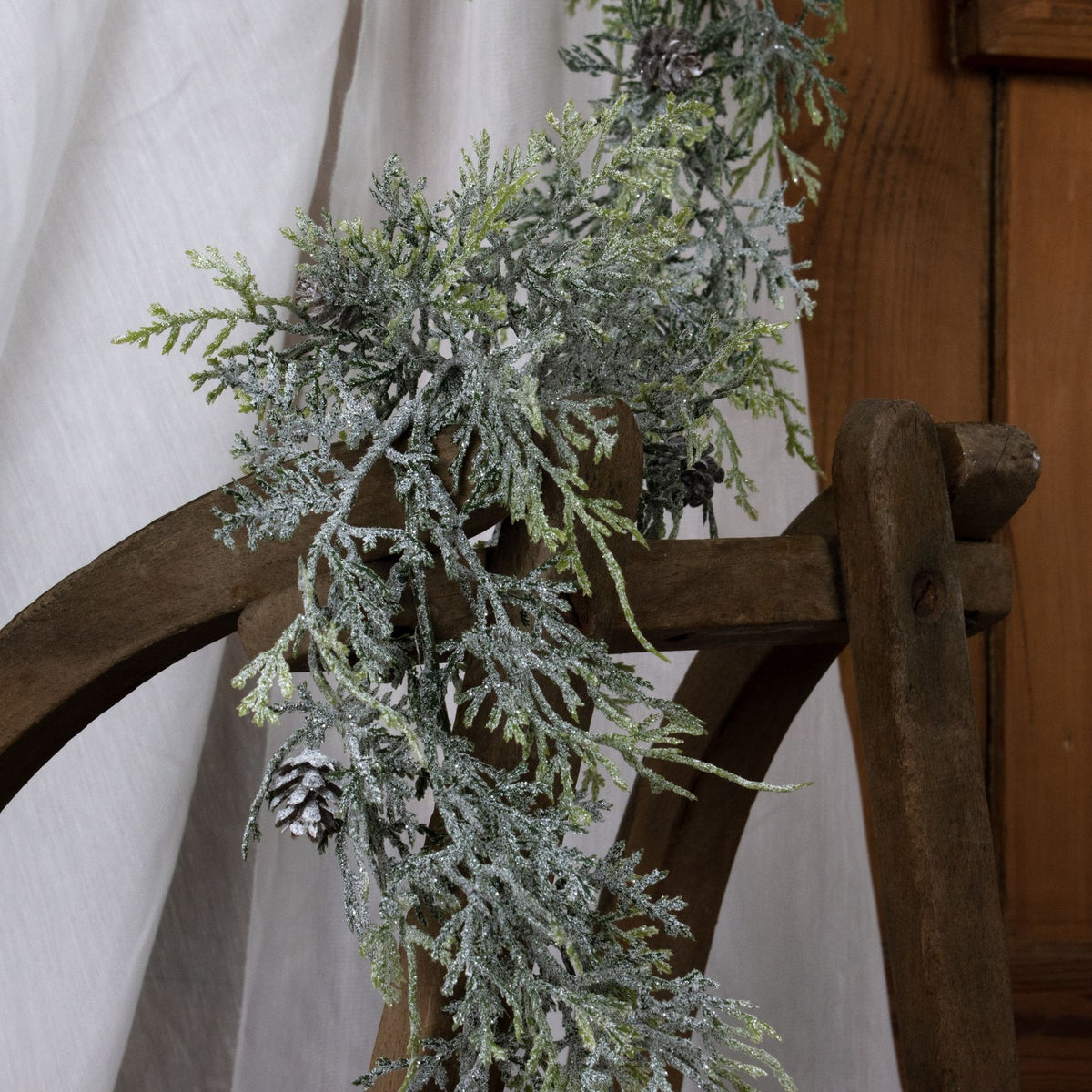 Frosted Pine Garland With Pinecones - PLAINLY DOES IT