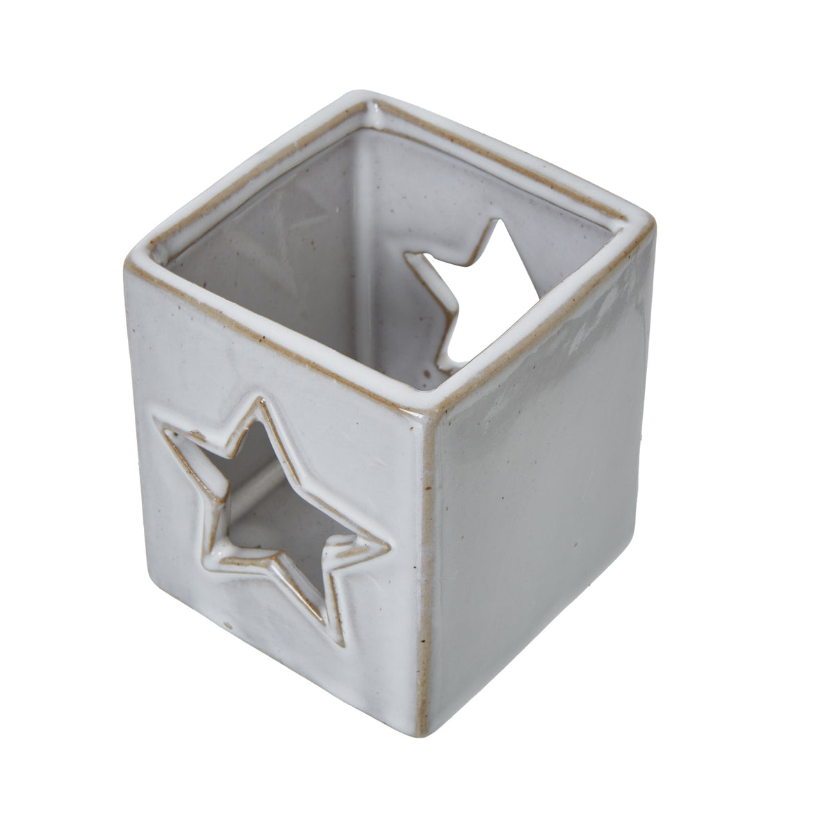 White Ceramic Star Cut-Out Square Tealight Holder - PLAINLY DOES IT