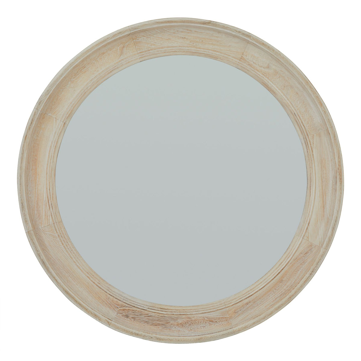 Washed Wood Round Framed Mirror - PLAINLY DOES IT