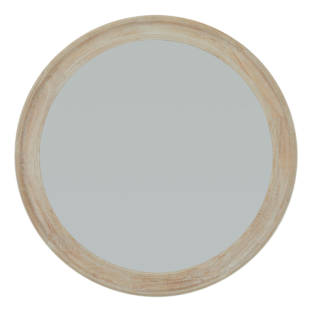 Washed Wood Round Framed Large Mirror - PLAINLY DOES IT
