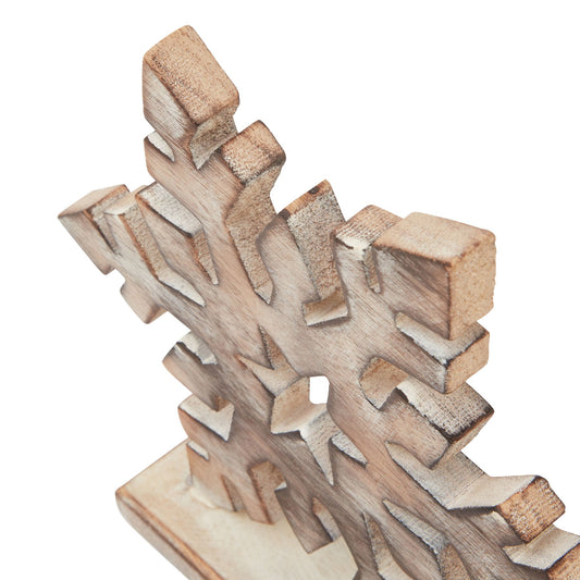 White Wash Collection Wooden Snowflake Decoration - PLAINLY DOES IT