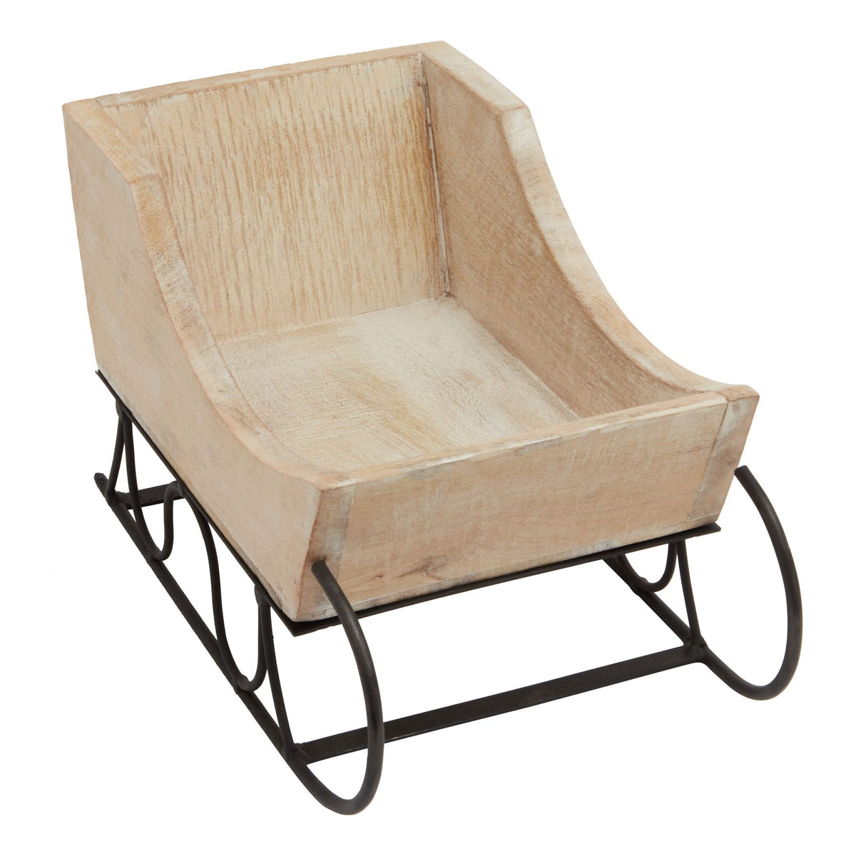 White Wash Collection Wooden Decorative Sleigh - PLAINLY DOES IT