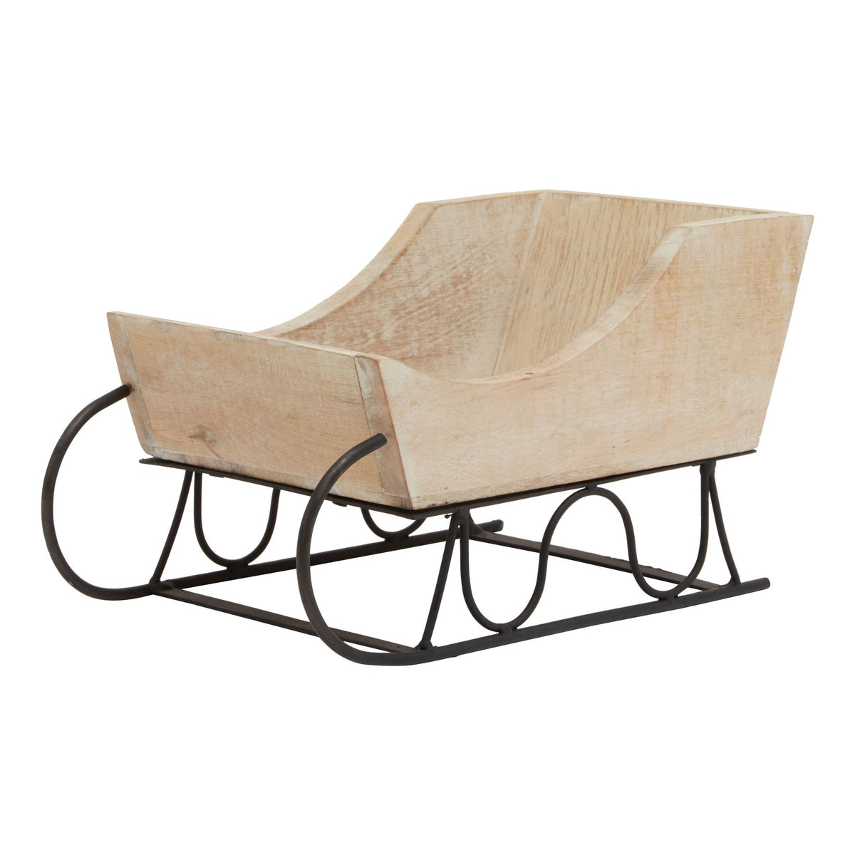 White Wash Collection Wooden Decorative Sleigh - PLAINLY DOES IT