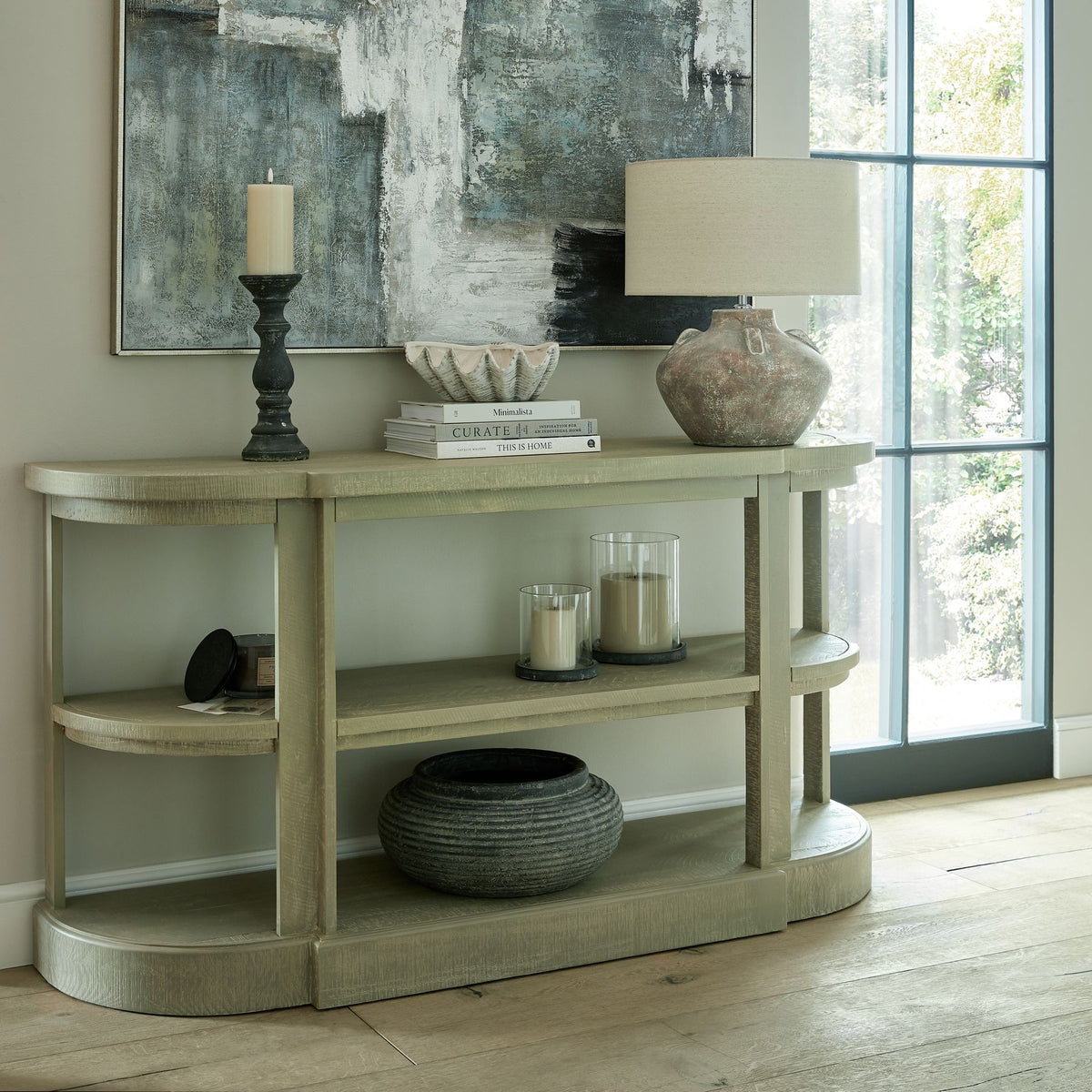 Amalfi Grey Large Ceramic Hurricane Lantern