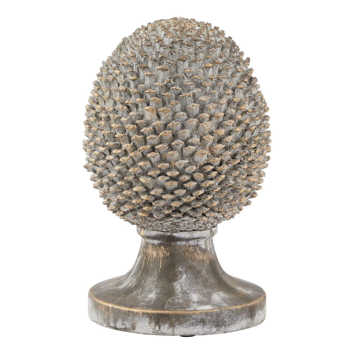 Large Stone Effect Pinecone Ornament With Gold Accents - PLAINLY DOES IT