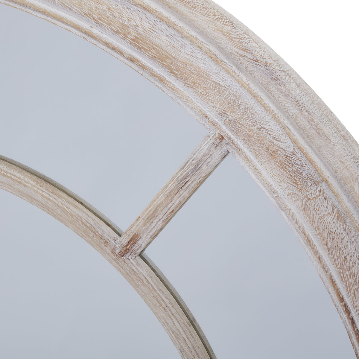 Washed Wood Framed Round Mirror - PLAINLY DOES IT