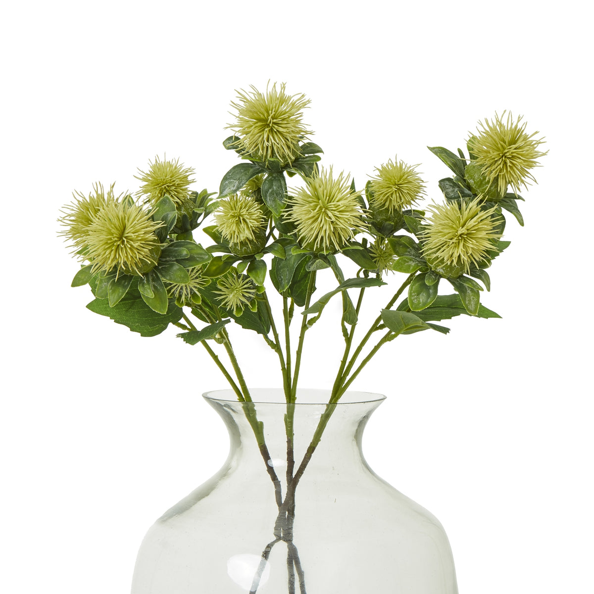 Green Faux Safflower Spray - PLAINLY DOES IT