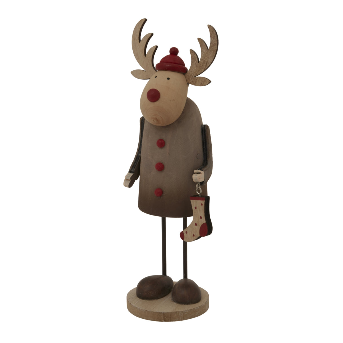 Large Rustic Rudolf With Stocking Decoration - PLAINLY DOES IT