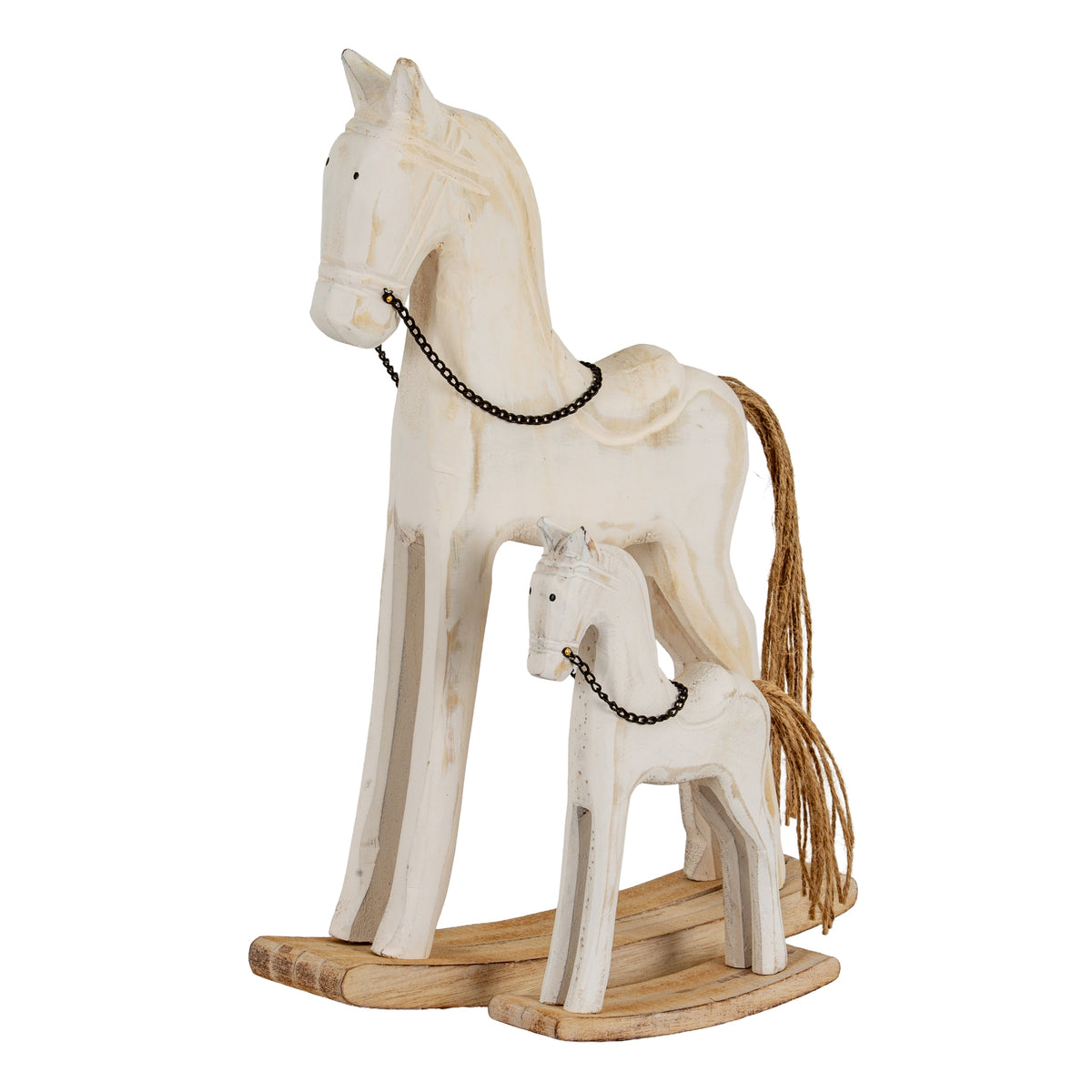 Large Whitewashed Rustic Rocking Horse - PLAINLY DOES IT