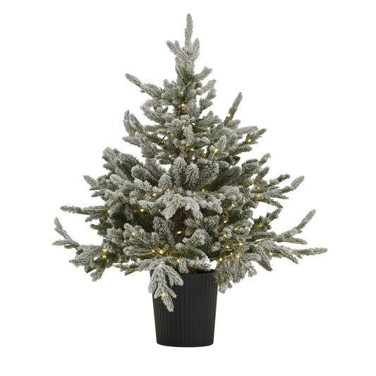 Snowy Forest Fir Pre-Lit Led 300L Christmas Tree In Pot - PLAINLY DOES IT