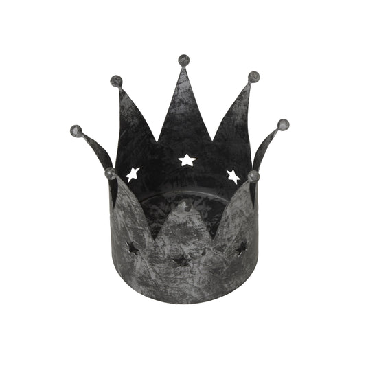Antique Silver Crown Candle Holder - PLAINLY DOES IT