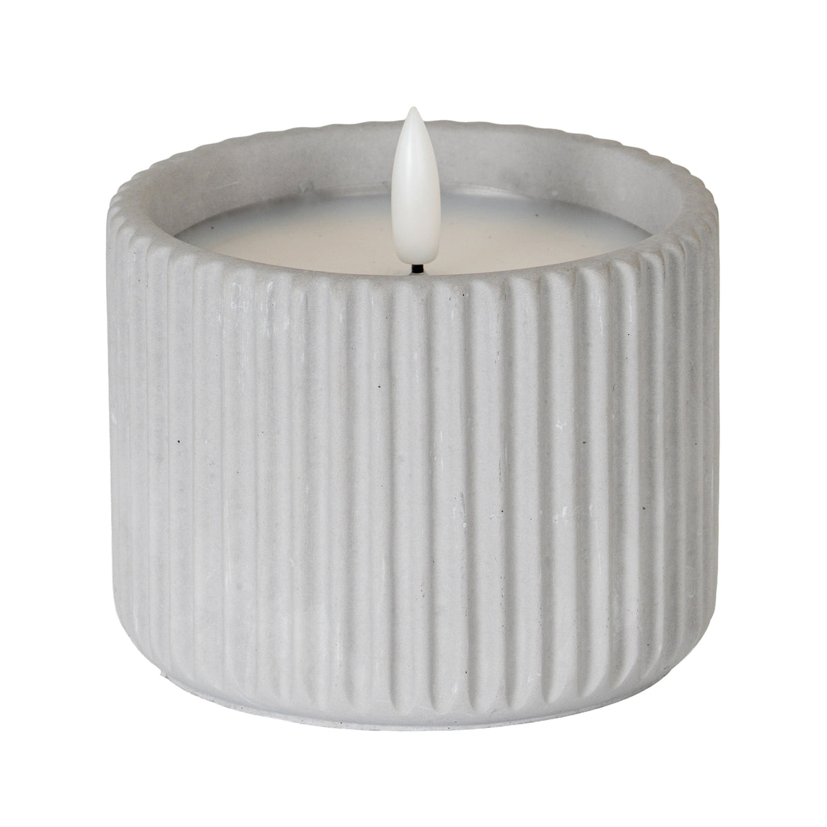 Luxe Collection Natural Glow Chalk Ribbed Medium Led Candle