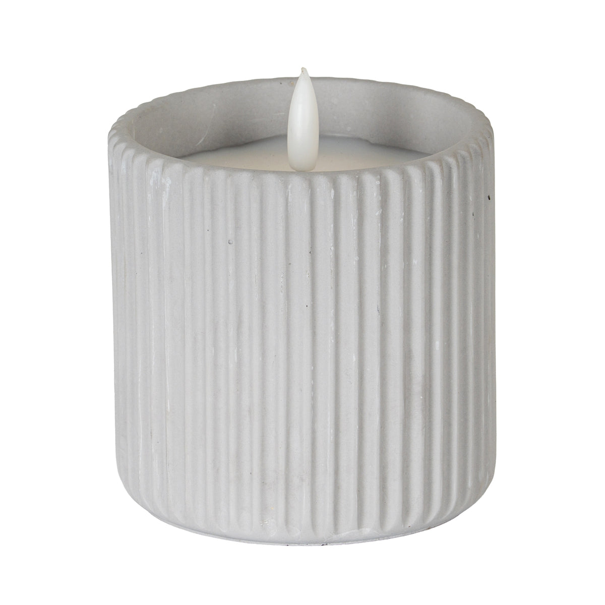 Luxe Collection Natural Glow Chalk Ribbed Large Led Candle