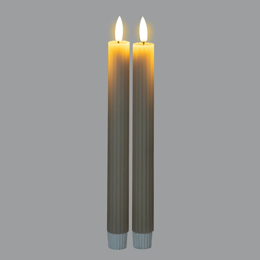 Luxe Collection Natural Glow Taupe Ribbed Taper Candles