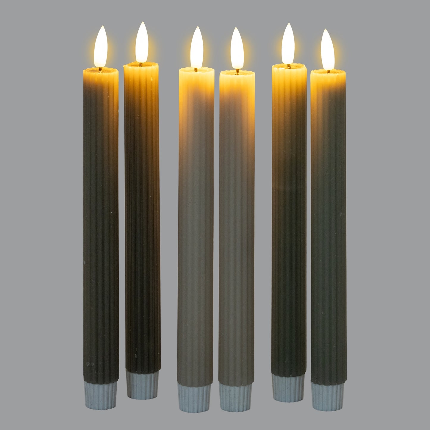Luxe Collection Natural Glow Taupe Ribbed Taper Candles
