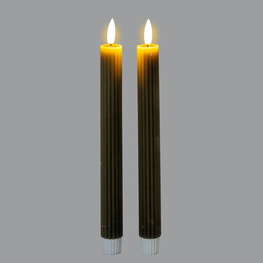 Luxe Collection Natural Glow Grey Ribbed Taper Candles