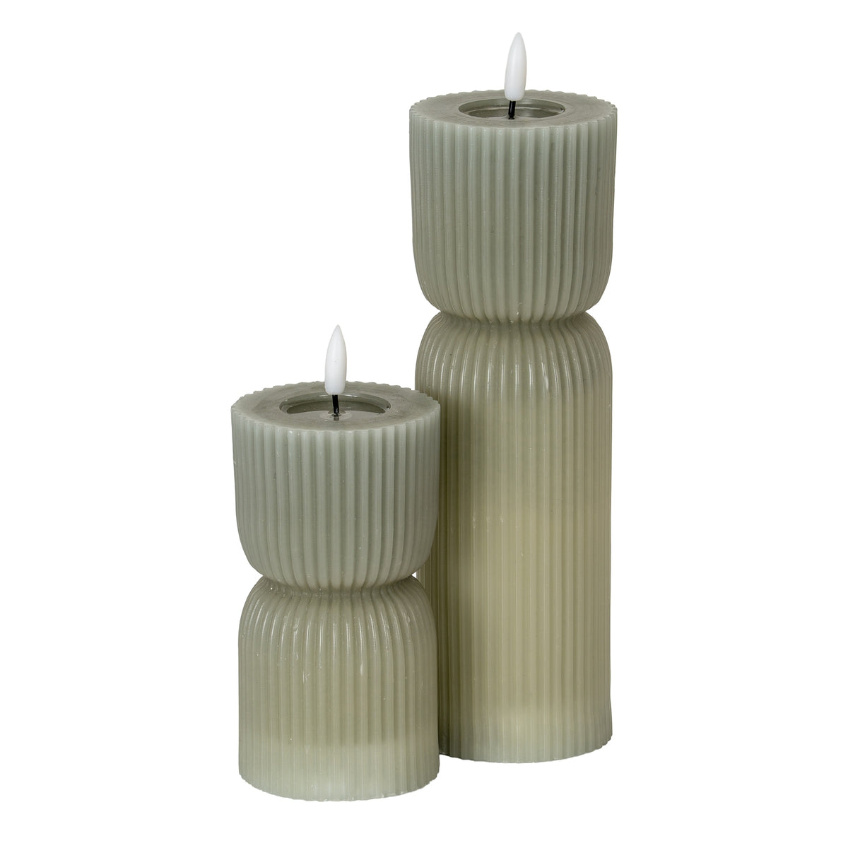Luxe Collection Natural Glow 2.75x6 Grey Carved LED Candle