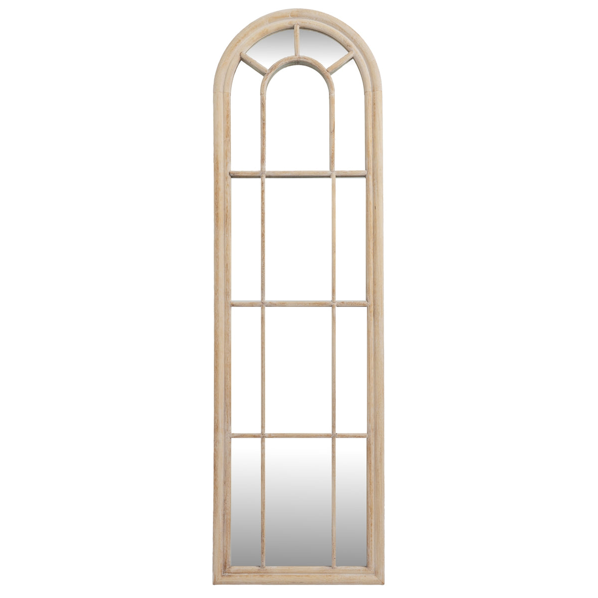 Washed Wood Tall Arched Window Mirror - PLAINLY DOES IT