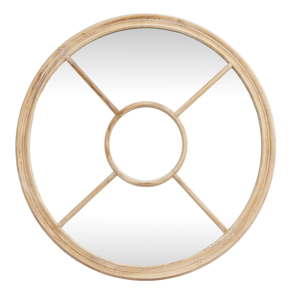 Washed Wood Round Window Mirror - PLAINLY DOES IT