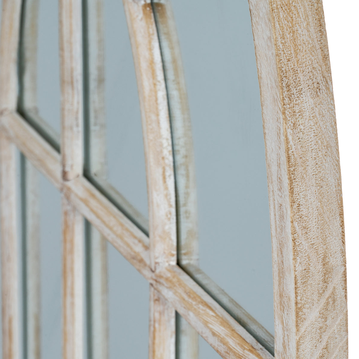Washed Wood Arched Window Mirror - PLAINLY DOES IT