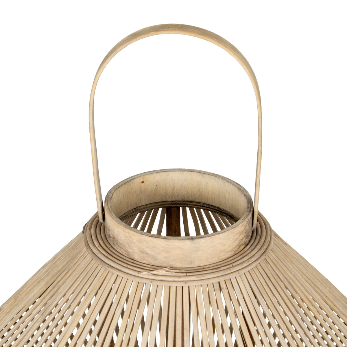 Cone Wicker Lantern With Glass Holder