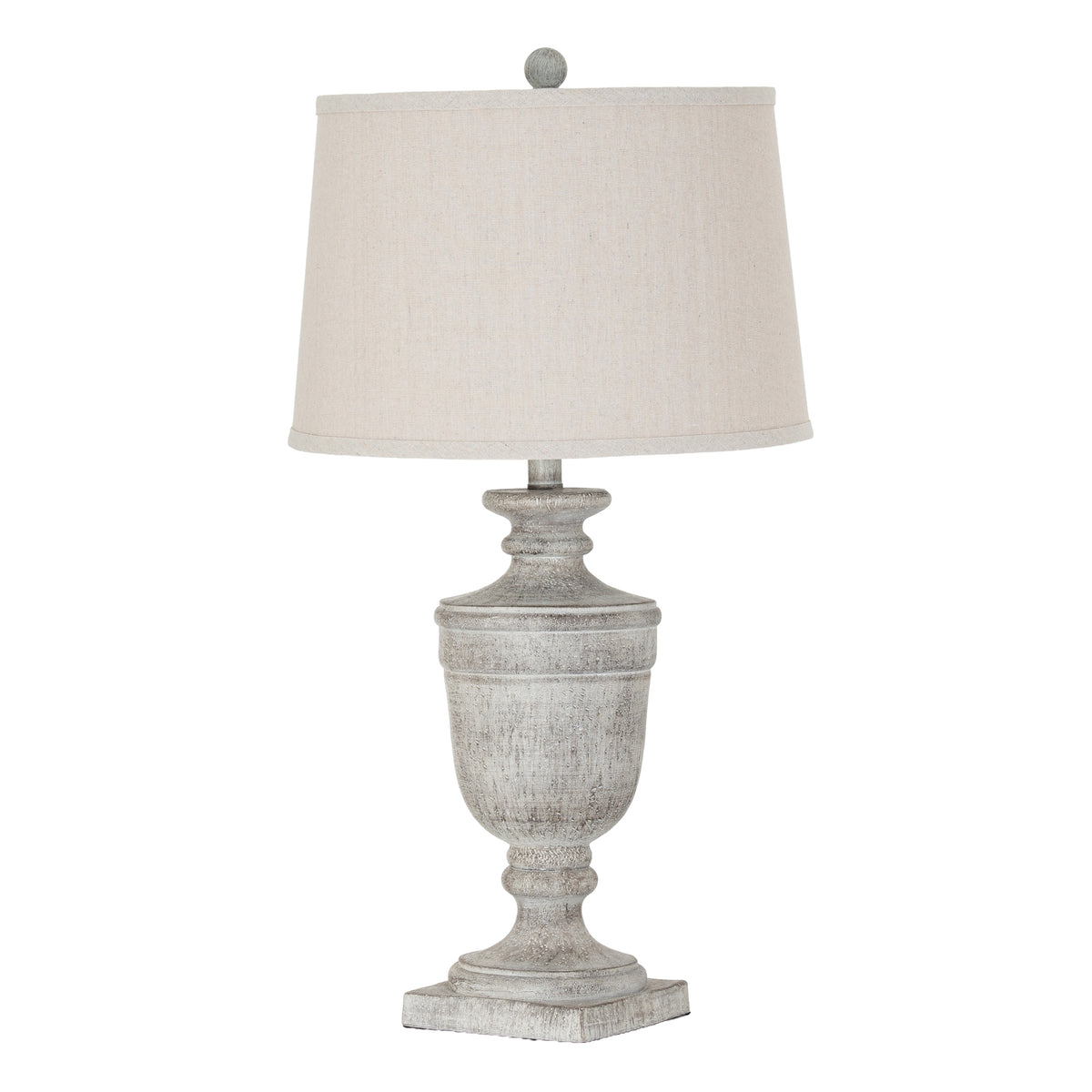 Ossia White Resin Table Lamp with Linen Shade, 71cm