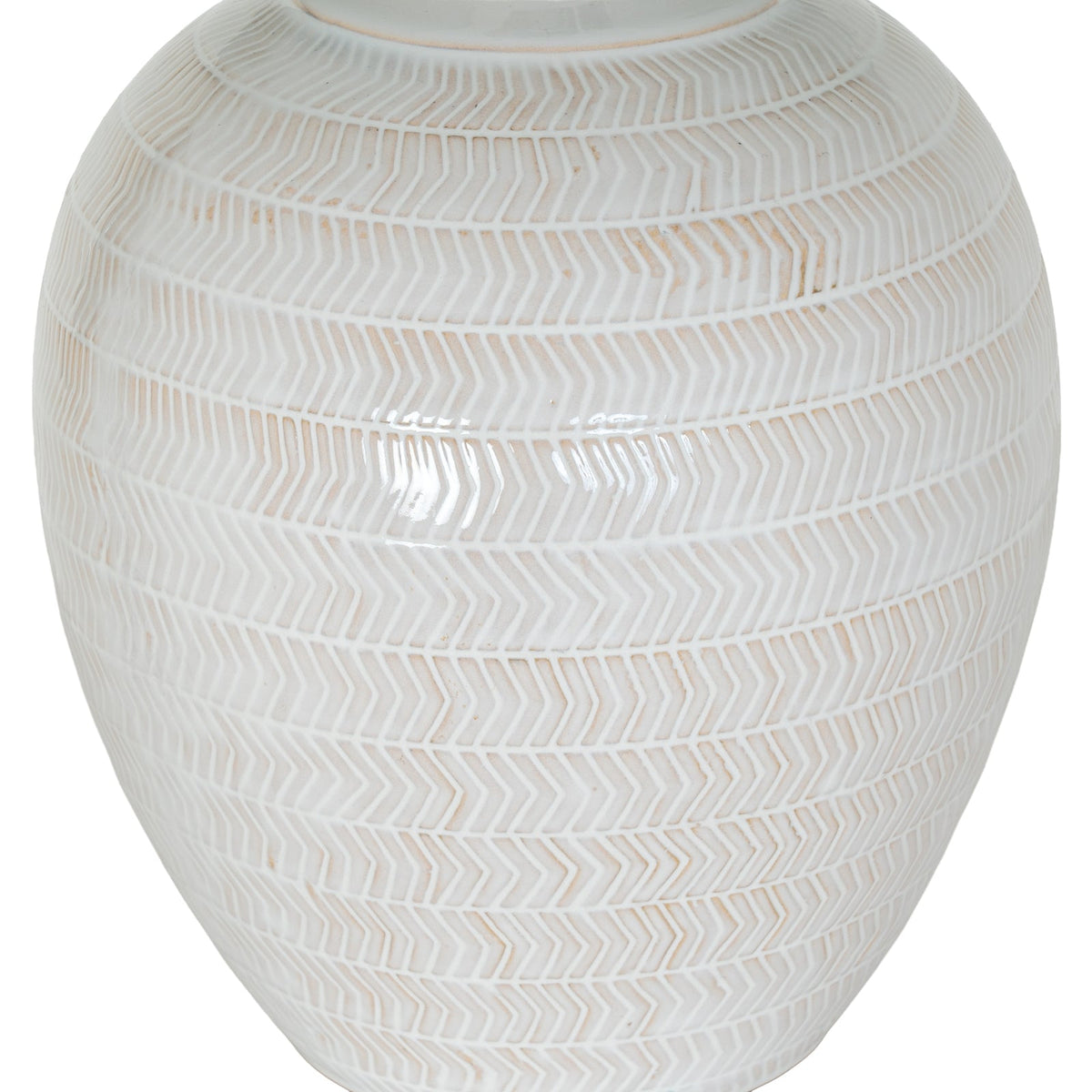 Chevronne Ceramic Table Lamp With Linen Shade