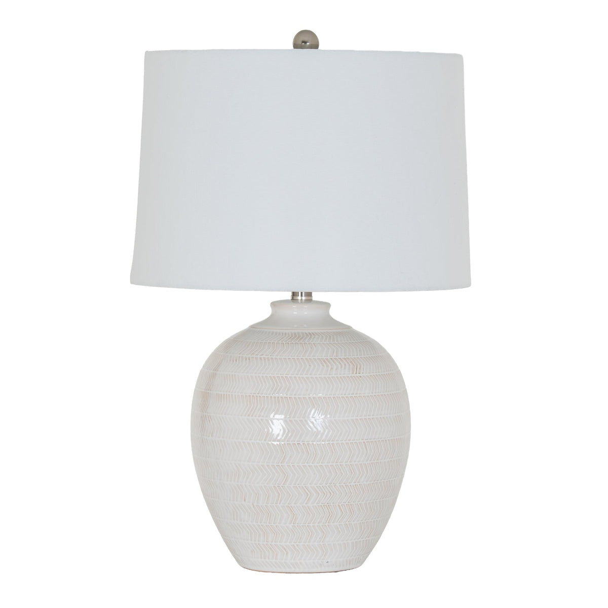 Chevronne Ceramic Table Lamp With Linen Shade