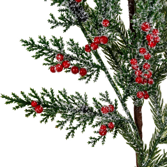 Frosted Pine Branch Spray With Winter Berries - PLAINLY DOES IT