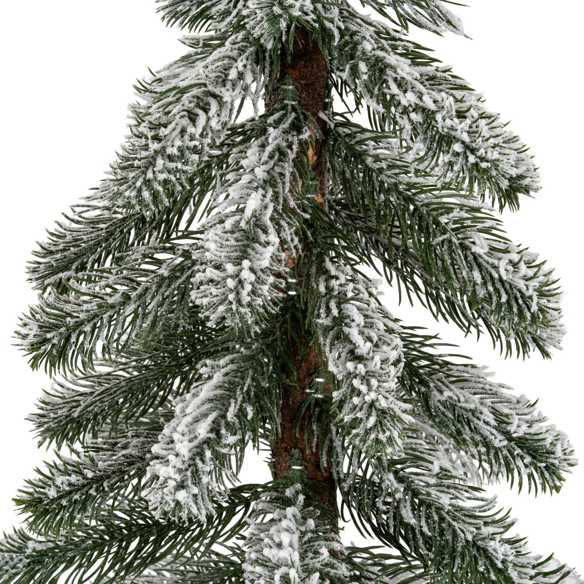 Medium Snowy Pine Tree On Wooden Stand - PLAINLY DOES IT