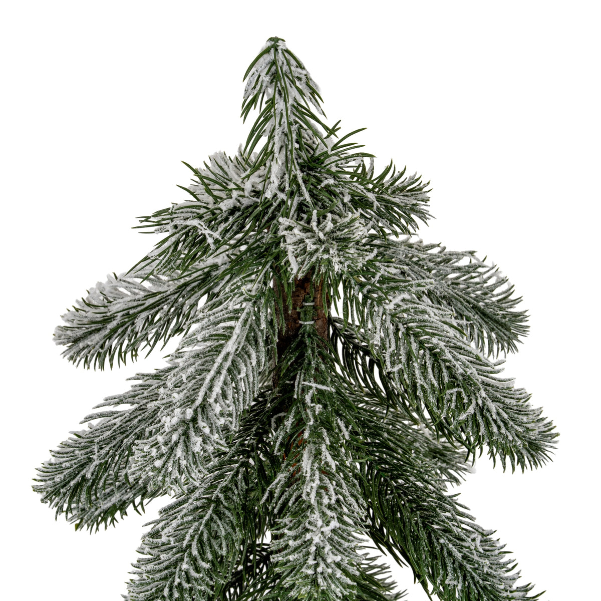 Small Snowy Pine Tree On Wooden Stand - PLAINLY DOES IT