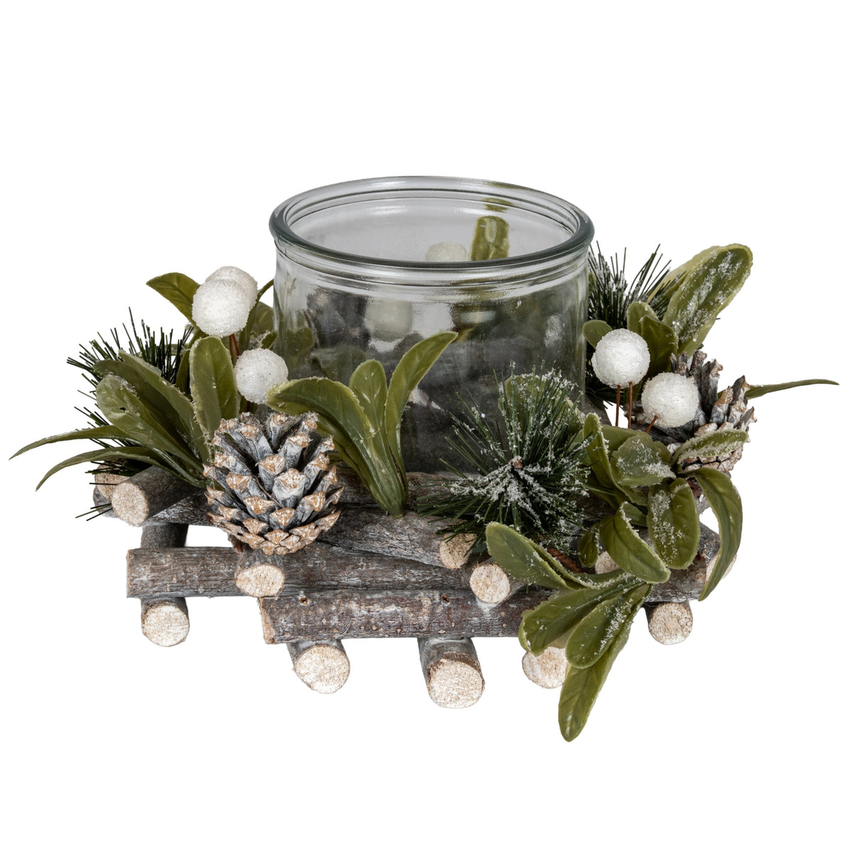 Frosted Mistletoe And Pine Candle Wreath - PLAINLY DOES IT