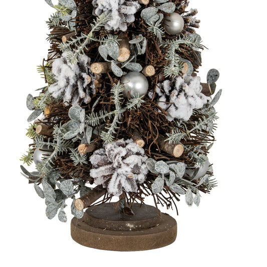 Medium Frosted Forest Tree With Pinecones And Pearls - PLAINLY DOES IT