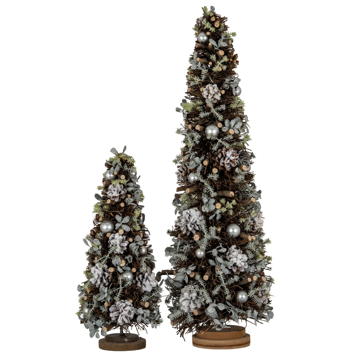 Medium Frosted Forest Tree With Pinecones And Pearls - PLAINLY DOES IT