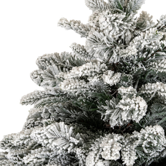 Snowy Norway Fir Pre-Lit Led 300L Fir Tree In Rattan Pot - PLAINLY DOES IT
