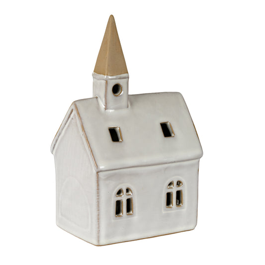 Alora Ceramic Church With LED Light - PLAINLY DOES IT