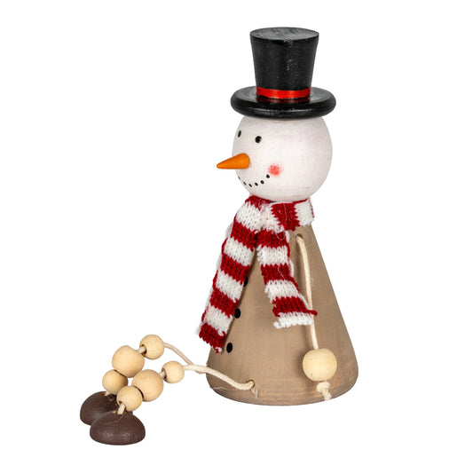 Wooden Jolly Sitting Snowman Decoration - PLAINLY DOES IT