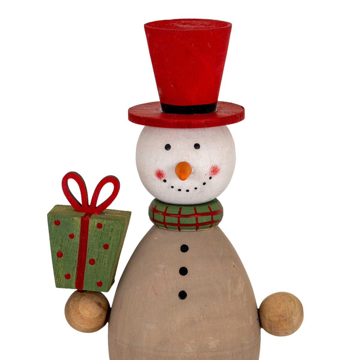 Wooden Snowman with Present - PLAINLY DOES IT