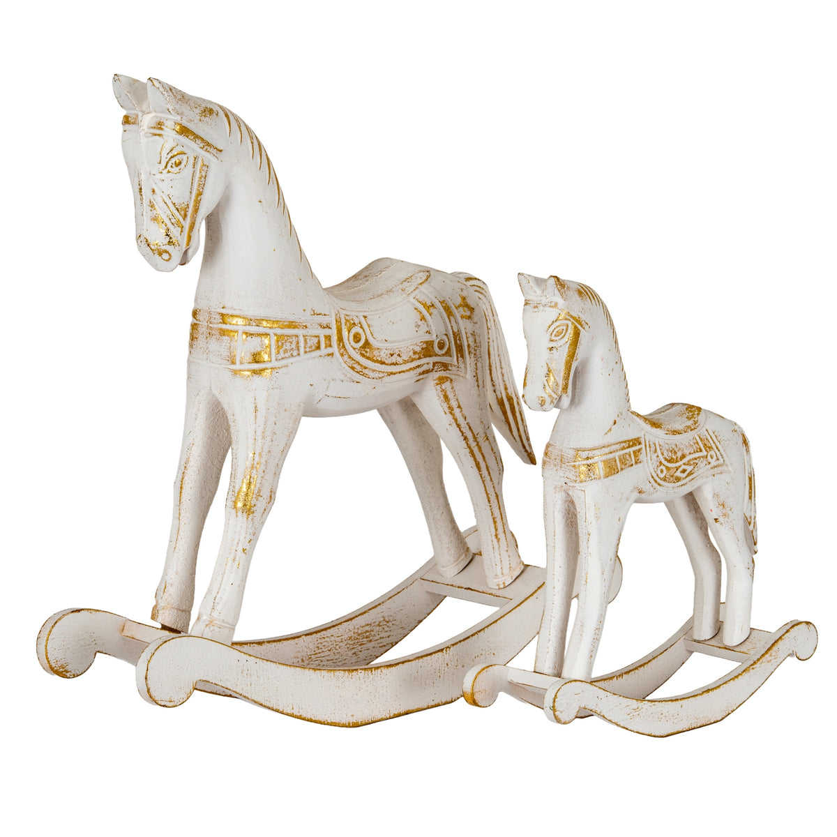 Small Whitewashed Wooden Rocking Horse - PLAINLY DOES IT