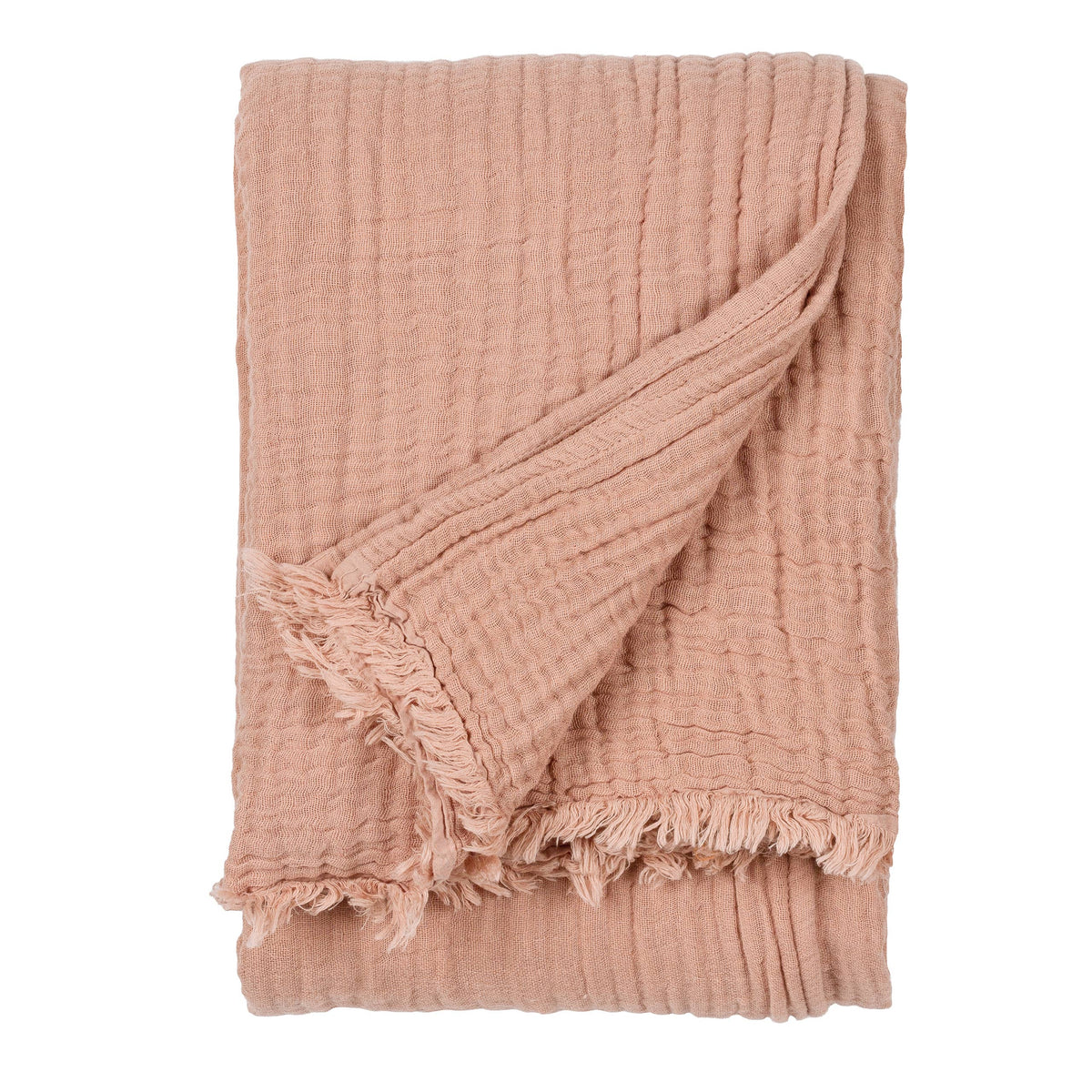 Lark Muslin Cotton Throw - Pink Clay, 130 × 180cm