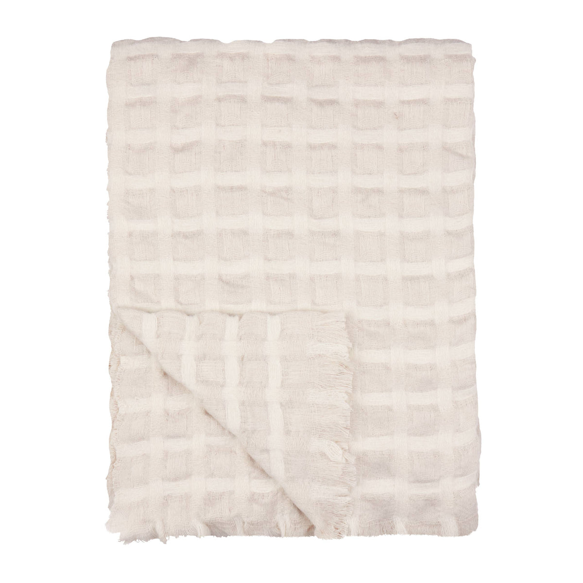 Walton Waffle Fringed Throw - Linen, 130 × 180cm