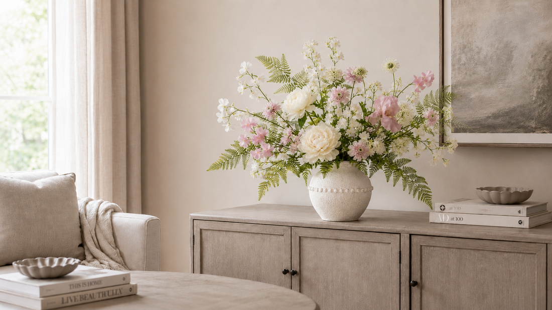 How to style a soft faux flower arrangement